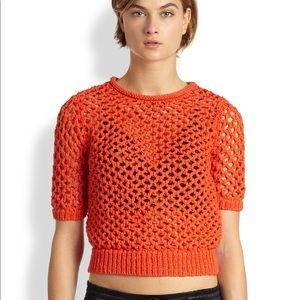 T by Alexander Wang open knit fishnet cropped top
